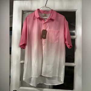 NWT Hardaddy Pink Ombré Short Sleeved Button Down Shirt